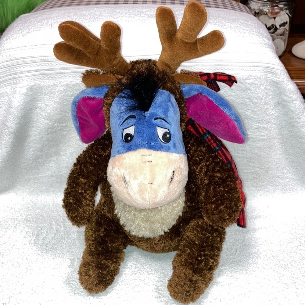 Disney Store Exclusive Eeyore Plush Reindeer Winnie the pooh Christmas LARGE 18”